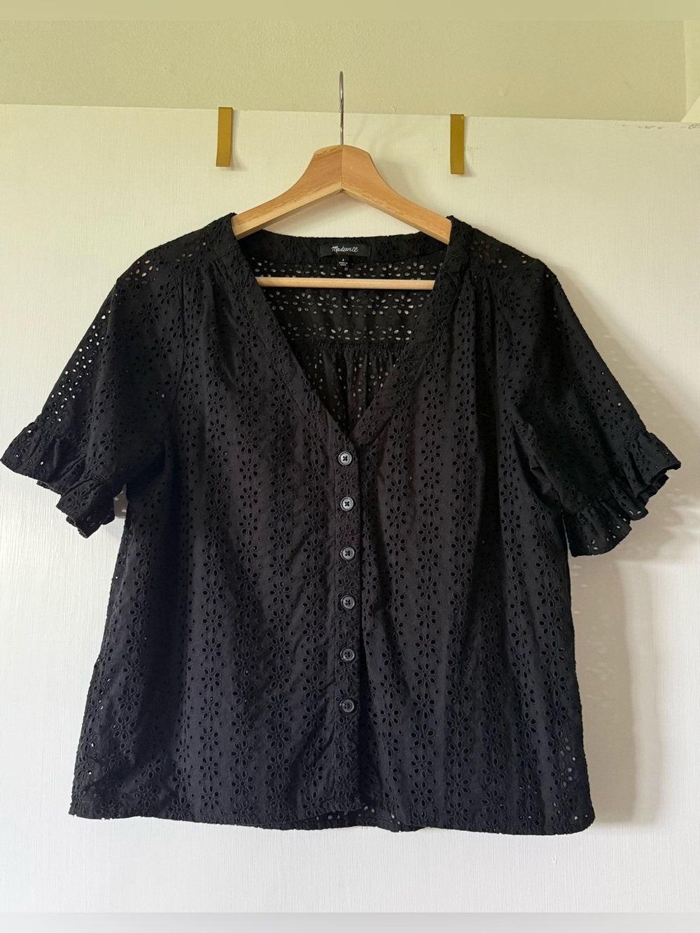 Madewell Floral Broderie Ruffle Sleeve Button Down